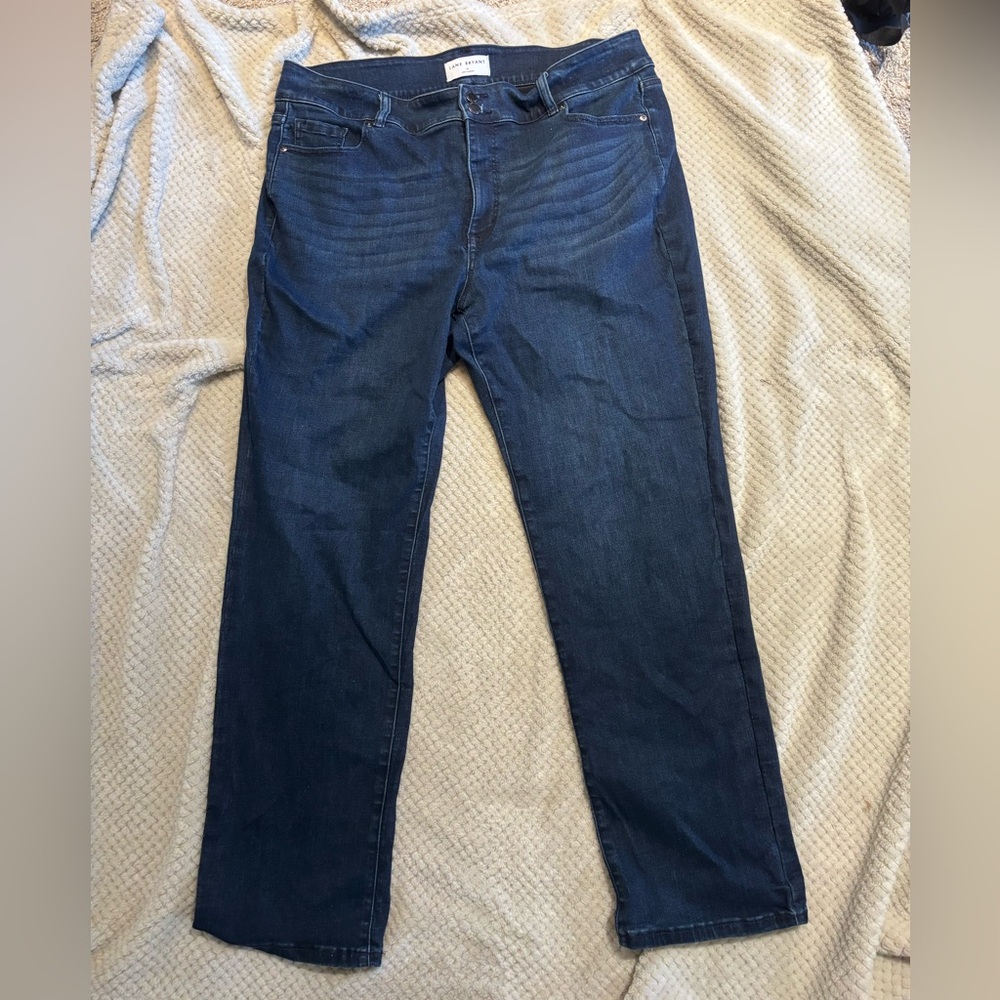 Lane Bryant Dark Blue Straight Leg Jeans - Plus size, classic, casual, denim - Picture 5 of 10